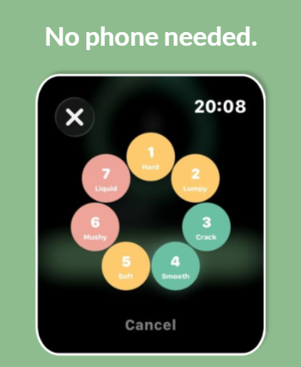 Apple Watch Bristol Scale picker with 7 type buttons
